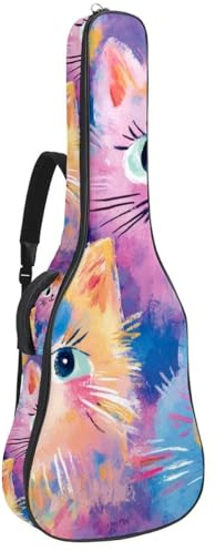 Gitarrentasche mit abstraktem Muster in Aquarell-Blumenmuster, gepolsterte Tasche für Akustikgitarre, Rucksack mit verstellbaren Schultergurttaschen, Mehrfarbig 04, 42.9x16.9x4.7 in, Lässiger