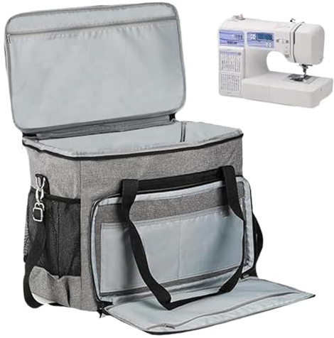 Bolsa de la máquina de coser, caja de la máquina de coser de gran capacidad, con correa para el hombro, mango y bolsa de costura de la cremallera, suministros de almacenamiento de accesorios de costu