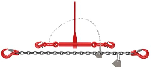 Dolezych PowerLash L-150 2200 Dan - Cadena de Amarre (2 Piezas, con Gancho de Horquilla, 2 m de Longitud, Cadena 6-8), Color Negro y Rojo