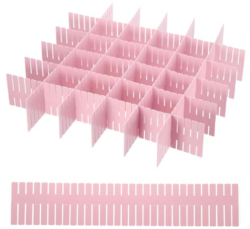 sourcing map 20 divisori per cassetti, separatori regolabili in plastica, per biancheria intima, trucco, sciarpe, calzini, colore rosa (taglio libero)