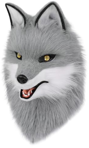hbbhml Wolf Hundekopf Maske Plüsch Kunstfell Kostüm Cosplay Zubehör für Halloween Weihnachtsfeier