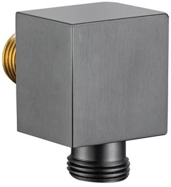 Grey Wall Outlet Elbow, G1/2 Inch Handheld Shower Hose Connector Square Union Water Outlet Hand Shower Fitting for Home Hotel Bathroom