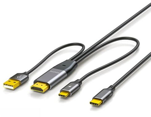 CY Cable HDMI 4K invertido USB-C tipo C para pantallas táctiles, macho, HDTV, para monitor portátil, 2,0 m