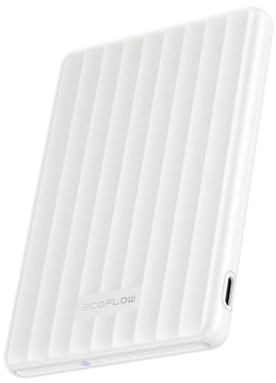 Power bank EcoFlow RAPID Mag|5000 mAh|7,5 W ricarica magnetica|Caricabatterie portatile wireless|20 W USB-C|Ricarica da 20 W, per iPhone serie 16~12&AirPods con custodia di ricarica wireless|Bianco