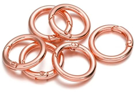 Rockreyoa 10 Stück Runde Karabiner Ring Karabiner Ring Carabiner Small Metall O-Ring Zinklegierung Frühling Schlüsselring Schnalle Karabinerhaken Ringverschlüsse für Tasche Schmuck Roségold 35mm