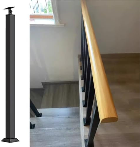 Schwarze Treppengeländer-Baluster für Innen-/Außentreppen, verstellbare Höhe 30-160 cm, Metallsäulen für quadratische Geländer, inklusive Schrauben und flachen Halterungen, langlebig und stilvoll