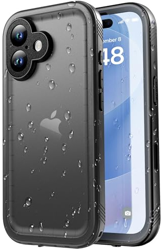 SPORTLINK Cover per iPhone 17 Impermeabile Antiurto - 360 Integrale Armor Militare Protettiva Custodia Antipolvere con Fotocamera/Schermo Protezione Per iPhone 17 6.3, Nero