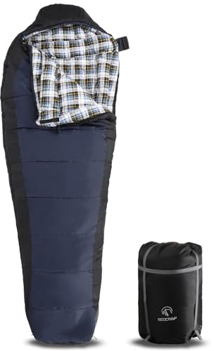 REDCAMP Winter Cotton Sleeping Bag For Adults,Extra Thick Mummy Flannel Sleeping Bags for Could Weather Warm, Very Soft, Ideal for Camping Hiking Backpacking Traveling Outdoors,5.5lbs Blue