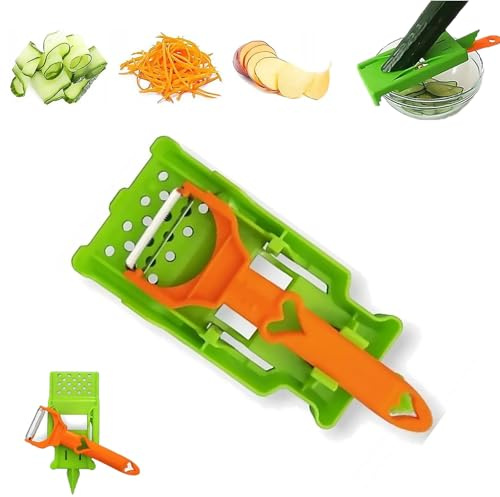 Juego de pelador de juliana multifuncional 2 en 1, cortador de verduras y pelador, rallador de doble cepillado para frutas, verduras, patatas, zanahoria, pepino