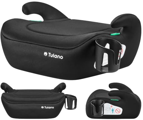 Tulano Cabby 20 Kindersitzerhöhung ab 6 jahre - 125-150 cm Kindersitz | 15-36 kg - Sitzerhöhung auto - Leichtgewichtige - Vorwärtsgerichtet - Getränkehalter – Schwarz