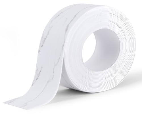 flintronic Bath Sealant Strip, 5M/16.4FT Self Adhesive Caulk Strip Sealant Tape, Waterproof Sealing Tape for Bathroom, Toilet, Kitchen, Bathtub, Wall Corner, Shower (White Marble, 19 x 19mm)