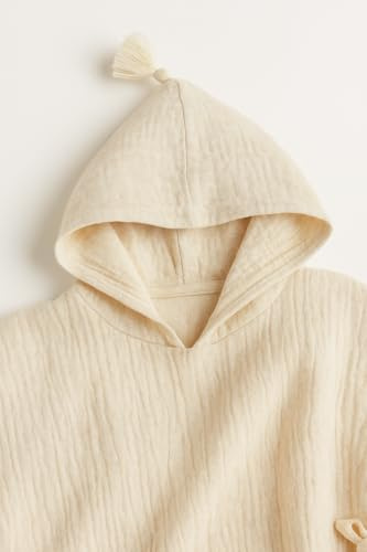 Generisch Musselin Poncho | 100 % Bio-Baumwolle | Beige (2-4 Jahre)