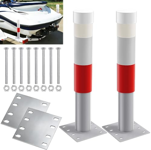 Desunqin 2pack Pontoon Boat Trailer Guides Poles Kits 17 Boat Trailer Guide Poles with Reflective Strip, Steel + UPVC Sleeve Heavy Duty Boat Trailer Parts & Accessories