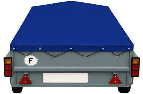 Bâche de Remorque NFB 160-156 x 100 x 10 cm – PVC 640g/m² Housse Haute Résistance avec Oeillets et Sandow–Fabriqué en France. (Bleu 5002)