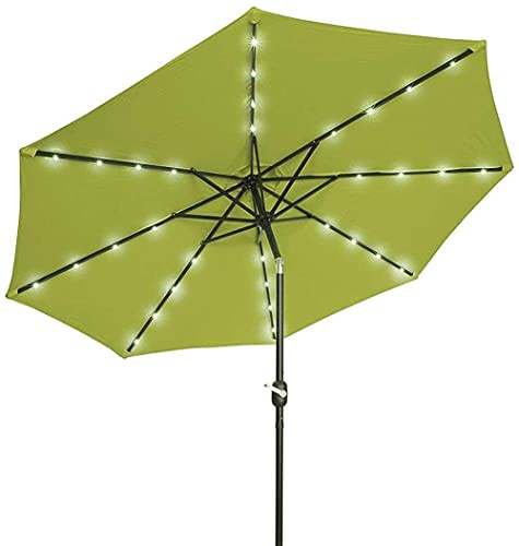 Sun Parasol Umbrella Garden Parasols 2.5M Crank Solar Light Umbrella Market Patio Outdoor LED Umbrellas Self Charging LED Garden Umbrella good