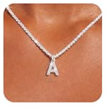 Astravia Sterling Silver Initial Necklace for Women, A-Z Letter Pendant Necklace with Cubic Zirconia, Silver Chain Adjustable Alphabet Charm Necklace, Personalised Name Jewellery Gift for Women Girls