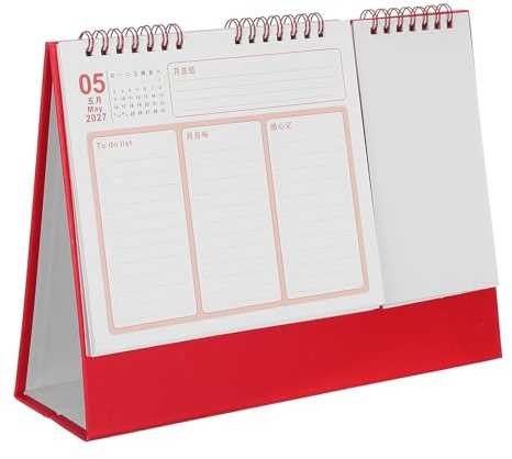 BATHVEVE Skrivbordskalender för Getens med Stående Flip och Spiralbindning Månads Veckoplanerare med Kinesisk Månkalender och Helgdagar Praktisk Notissektion för och Hem