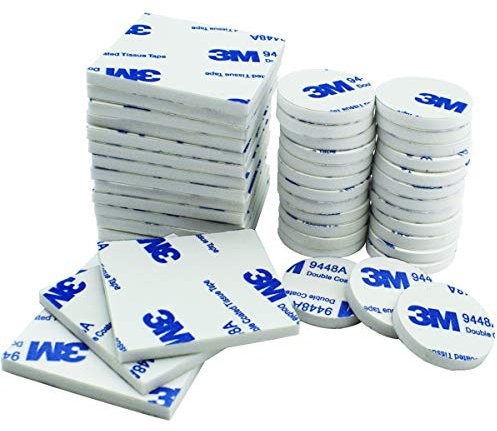 Aurorali 50 Pcs Double Sided Sticky Pads White, Adhesive Foam Pads Mounting Pads Tape, Squares and Round