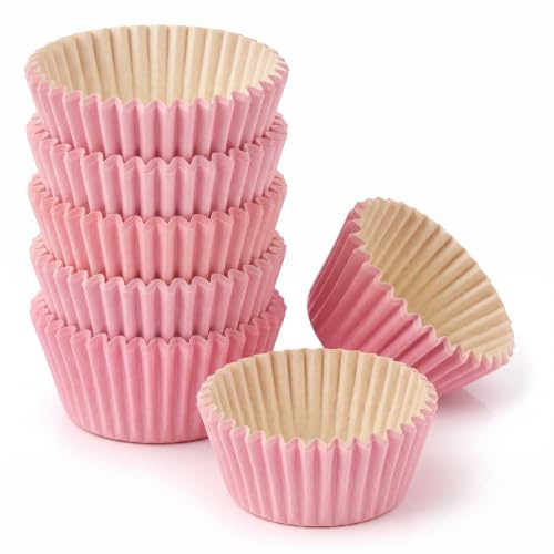 Lot de 100 mini caissettes à muffins pour fête d'anniversaire, mariage (rose)