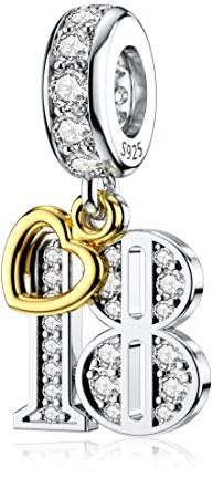 18 números pulsera encantos 925 plata esterlina colgantes cuentas Fit Pandora Charm pulseras collar para cumpleaños