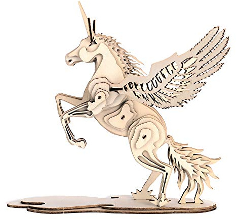 GuDoQi 3D Holz Puzzle, Holz Einhorn Modellbausatz, Holzbausatz zu Bauen, DIY Montage Holzpuzzle Kunsthandwerk, Bastelset, Geschenk aus Holz fur Jugendliche