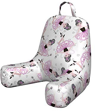 Ambesonne Ballet Reading Pillow Cover, Ballerina Characters with Wand Simple Design Cartoon Pattern Fantasy Art Print, Unstuffed Printed Bed Rest Case from Soft Fabric, Small, Peach Pink White