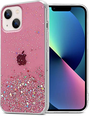 Cadorabo Custodia compatibile con Apple iPhone 13 MINI in Rosa con Glitter - Custodia protettiva in silicone TPU con glitter scintillanti - Ultra Slim Back Cover Case
