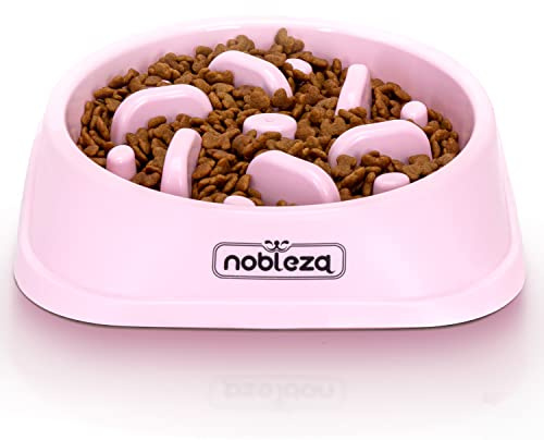 Nobleza Ciotole per Cani Grandi e Taglia Media, Ciotola Per Cani Anti Ingozzamento, Ciotola Plastica per Cane Gatto Animali Ciotola Antiscivolo Durevole ad Alimentazione lenta, Design a Puzzle, Rosa