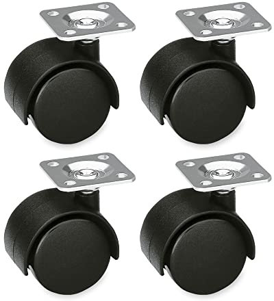 Amig - Pack de 4 Ruedas para Muebles - Ø 40 mm - Carga Máxima por rueda 35 kg - Pletina de Acero - Fabricada con Nylon - Sin Freno - Ideales para Sillas de Oficina o Mesas Bajas