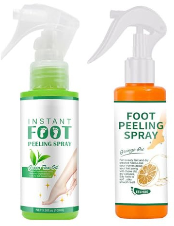 Piedi Peeling Spray Arancione/olio Di Tè Verde, Per Talloni Ruvidi Screpolati, Pelle Secca Delle Dita Dei Piedi E Calli, Idratante Nutriente Peel Off Spray (Mix 2pcs)