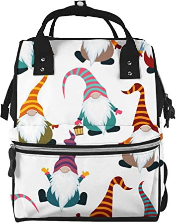 MAZBIT Sac à dos de plage tropicale, palmier, coucher de soleil, maman, multifonctionnel, grande capacité, mode pour femmes, sac à dos de voyage, Nains de Noël drôles, taille unique