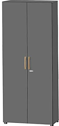 Aktenschrank abschließbar, 80 cm breit, Schrank Graphit, Mehrzweckschrank mit Griffen, Allzweckschrank, Haushaltsschrank, Büroschrank, Werkzeugschrank aus Holz,Küchenschrank 6 OH