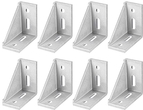 QUARKZMAN 8pcs Intérieur Coin Support Gousset 77x77x40mm Argent | 4080 Angle Connecteurs, pour 4040/4080 Séries Aluminium Extrusion Profil