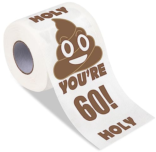 Qpout Sie sind 60 bedruckte Toilettenpapier Gag Geschenke, Geburtstagsneuheit Toilettenpapierrollen Gag Geschenke, alles Gute zum 60. Geburtstag lustiges Toilettenpapier für den besten Streich