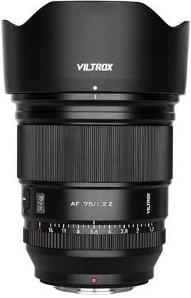 VILTROX 75mm f/1.2 F1.2 Pro Autofocus Objectif pour Appareil Photo Nikon Z-Mount Ultra Grand Angle APS-C AF Objectif Compatible avec Les Appareils Photo Nikon Z-Mount Z9 Z8 Z7 Z6 Z5 Z50 Z30 ZFC