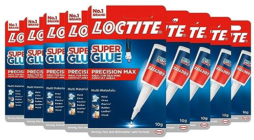 Loctite Precision Max, Strong All Purpose Liquid Adhesive, Accurate Repairs, Instant Super Glue for Various Materials, Easy to Use Clear Glue, 9 x 10g