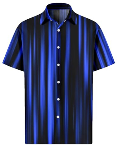 Herren Hawaiihemd Kurzarm Casual Streifen Druck Knöpfen Reverskragen Hawaii Hemden Regular Fit Button Down Freizeithemd Leicht Strand Surf für Urlaub Freizeit Sommerhemd Sommer Tee Tops für Männer