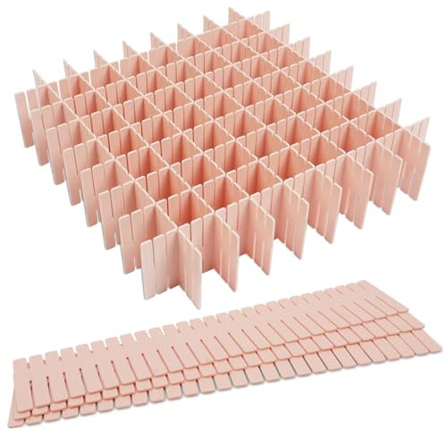 HOTUT Divisori per Cassetti Regolabili in Plastica, 16 Pezzi/32 x 7CM Separatori per Cassetti Organizzatori Modulare, Organizzatore Cassetti per Ufficio, Bagno o Camera da Letto Versatili Separatori