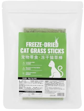 TQEBWUS Katzengras-Beißring, Katzengrasfutter, 8 Sticks Katzen-Snack-Time-Leckereien, Gefriergetrocknete Snack-Leckereien für Katzen, aromatisierte Zahnreinigungs-Leckereien, um die Katze