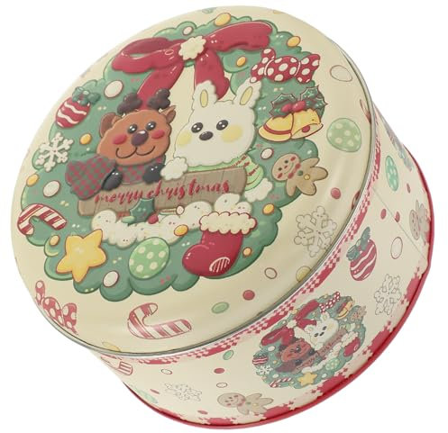 HEMOTON Christmas Cookie Tin Christmas Candy Tins Tinplate Box for Biscuits Box and Packaging