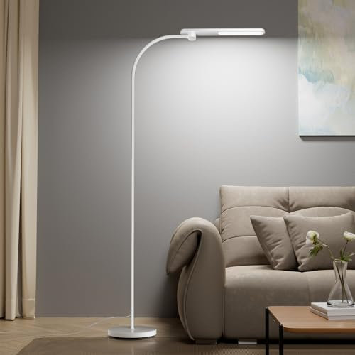 Honeywell Lampada da Terra LED,F4 Sunturalux™ Luci Super Luminose con Design Moderno Colli d'Oca per Illuminazione Accogliente,Lampada Regolabile per Lettura e Studio Soggiorno Camera Ufficio (Bianco)