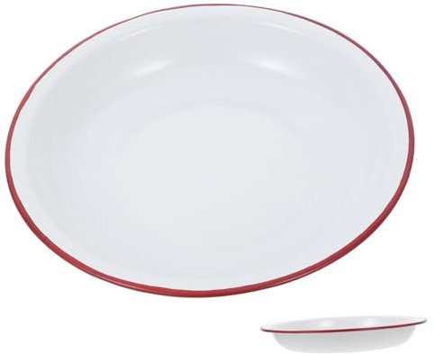 SECFOU Enamel Plate Vintage Bowls Mixing Enamelware Dinnerware for Pasta Salad Camping Outdoor Picnic BBQ