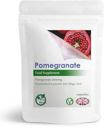 100 x Pomegranate 4000mg Extract Capsules (Vegan) 40% Ellagic Acid, Anti-Ageing Properties