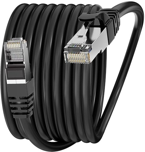 Soibke Cable Ethernet 12 metros, Cat 6 Alta Velocidad Cable de Red 12m FTP | Blindado, Gigabit 23AWG Cable LAN Internet Exterior Interior Largo Cable RJ45 para PS5/4 Router Switch Módem