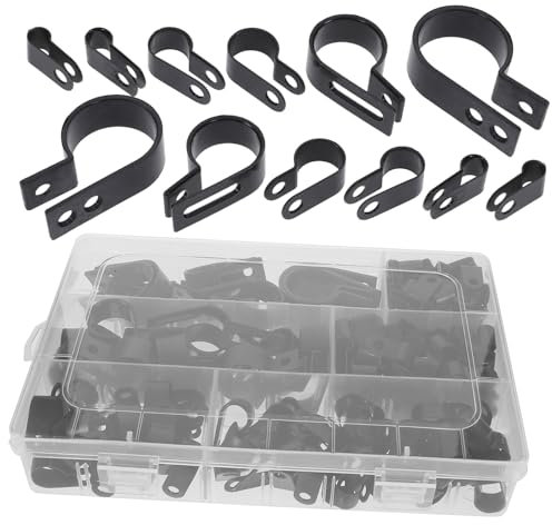 PHENOFICE 200stücke Kabelklemmen Schwarze Nylon P-clips Vielseitige Kabelbinder Für Auto Heimwerkeranwendungen Stabil Und Langlebig Energieeffizient Verstaubar