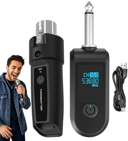 Genérico Microfono Senza Fili,Adattatore per Mixer Audio | Trasmettitore Ricevitore Portatile Senza Cavi per Mixer Audio, Karaoke, Vlogging E Canto
