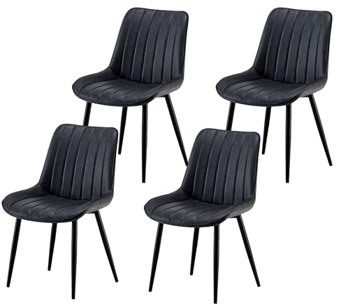 Garvishk Garvis Esszimmerstühle 4er Set Polsterstühle mit Sitzkissen künstlicher Stoff Küchenstuhl Wohnzimmerstuhl Schminktisch Stuhl ergonomischer Stuhl (Dunkelgrau)