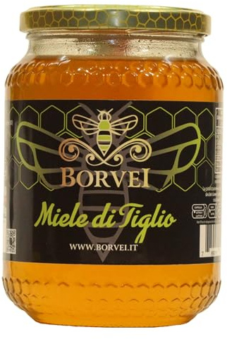 Miele di Tiglio Italiano 1 kg Grezzo – Apicoltura BORVEI® Produttore Diretto | Crudo e Puro, Non Pastorizzato ed Estratto a Freddo | Gusto Fresco e Aromatico, per Tè, Tisane e Cucina