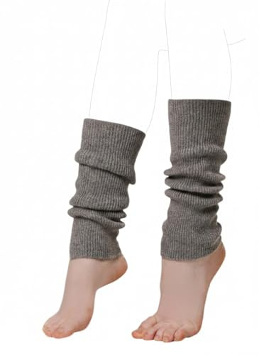 Prettystern Manguitos Puños calentadores de piernas para mujer cachemir mangas brazos cachemira calentadores de muñeca punto acanalado, gris, Lunghezza circa 34 cm