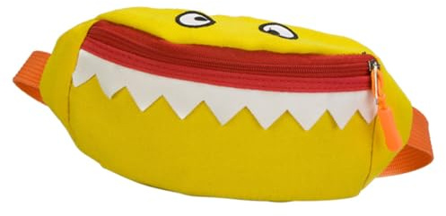 WATIIFUFU Riñonera Infantil de Lona Amarilla con Diseño de Monstruo Bolsa de Cintura Creativa para Monedero Cruzado para Pequeños Accesorios y Snacks Resistente y Colorida para Uso Diario